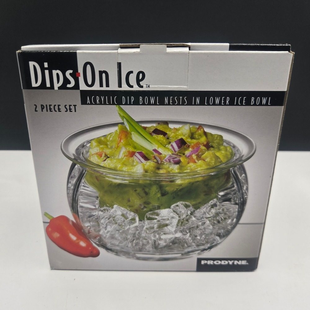 Prodyne Dips On Ice Acrylic Serving Bowl Set 2-Piece Clear Chilled Server AB-64
